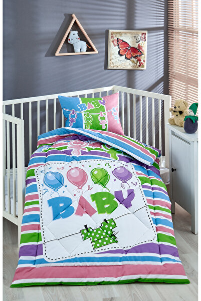Komfort Home Printed 100% Cotton Silicone Fiber Baby Quilt+Pillow