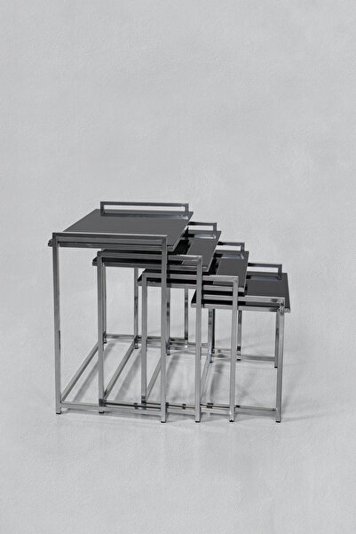 Veys Sehpa SİYAH CAM - TEPSİ MODEL 4 LÜ ZİGON SEHPA ZİGON