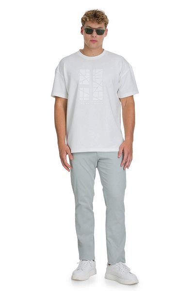 Hatemoğlu White Regular Fit Crew Neck Oversize T-Shirt
