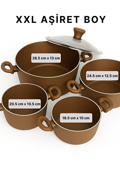 Armağan Granite Pot & Grill Pan Set 9 Pieces Thick Material XXL Tribe Size Long Lasting
