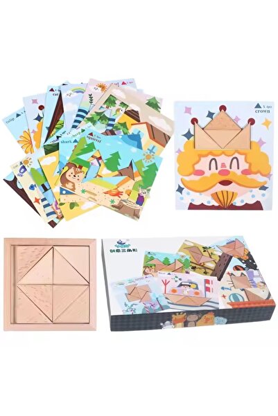 divendi-ro Joc educativ cu 8 forme și 17 plăci puzzle, din pene, 28,5x19,5x4,...