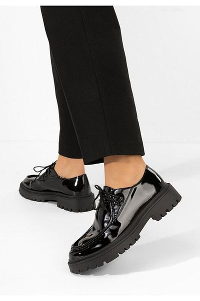 B T Shoes Akerra women's black oxford shoes