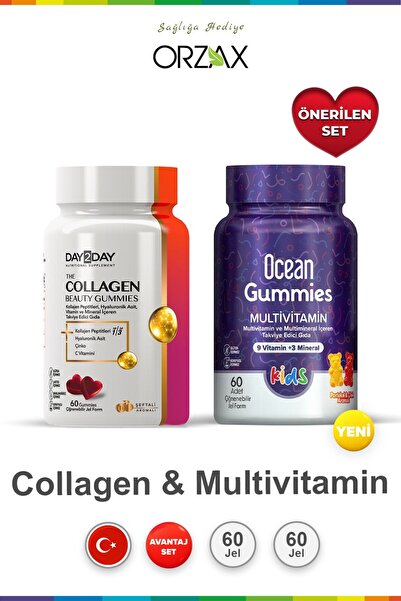 Ocean The Collagen Beauty Gummies 60 Tablets & Ocean Gummies Multivitamin Kids 60 Pieces