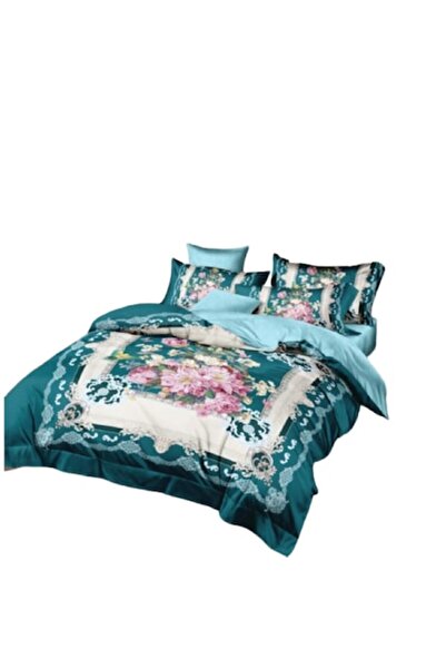 OEM Lenjerie de pat, 6 piese, 2 persoane, 230x250cm, Finet, model floral eleg...