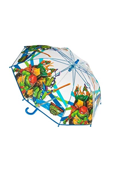 divendi-ro Umbrelă de ploaie cu baston, model Țestoasele Ninja, pentru copii, 64 cm, albastru/verde