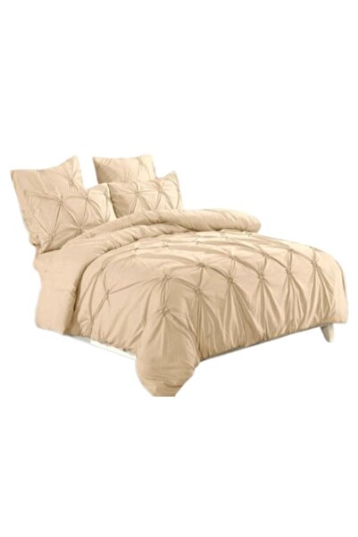 OEM Lenjerie de pat dublă, Uni, model brodat plisat, 6 piese, Finet, 230x250c...