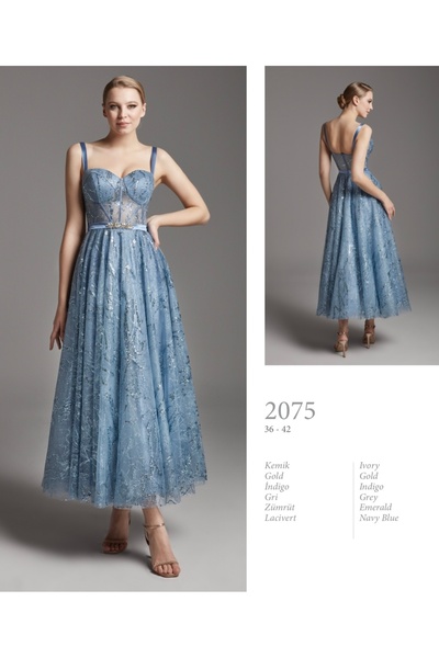 Megi Gelinlik Taş işlemeli Midi Abiye