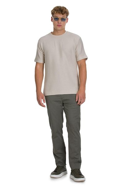 Hatemoğlu Ecru Regular Fit Crew Neck Basic T-Shirt