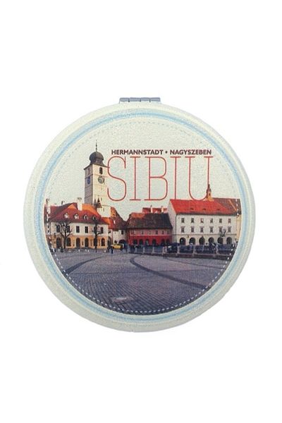 OEM Oglindă compactă metalică, Sibiu, 7x7cm, multicoloră, M1