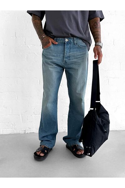 ablukaonline Ανδρικό παντελόνι Jean Washed Baggy Fit γαλάζιο