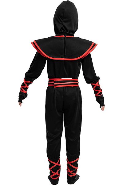 OEM Ninja Costume for Kids - 8 Piece Set with Shuriken, Mask, Gloves and Accessories, 5-6 years, 130 cm, Black