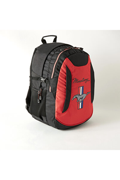 Mustang حقيبة ظهر مطبوعة بسحاب للإغلاق وأشرطة قابلة للتعديل - 31 × 20 × 48 سم، ضمان لمدة عام واحد