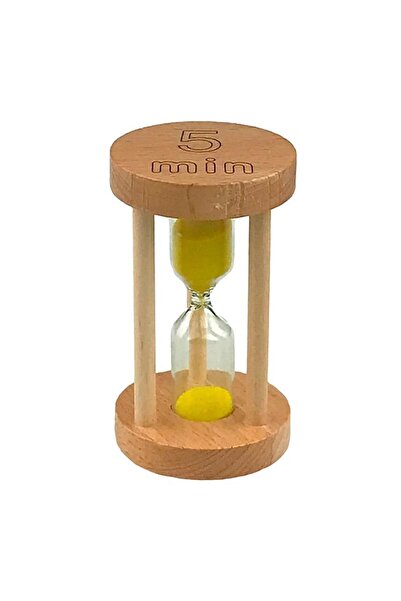 OEM Wooden hourglass with engraving 5 minutes, 5x9 cm, brown-yellow