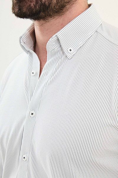 Mcr Ανδρικό πουκάμισο με ριγέ Slim Fit Cotton 27075