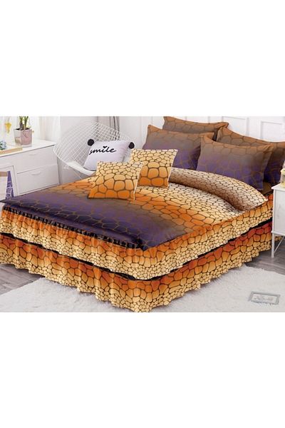 OEM Double Bed Linen, Ruffled Sheet, Finet, 6 Pieces, Floral Print, 200x230cm