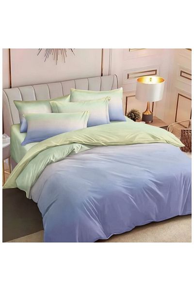 OEM Double Bed Linen Set, 2 Faces, Degrade Print, 6 Pieces, 2 Persons, 180x200cm, Finet Satin, Lila
