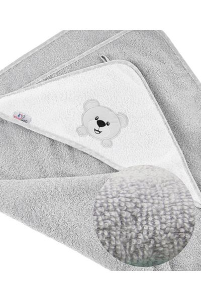 Bocioland Prosop De Baie Pentru Copii Teddy Bear, Bumbac, 80x80 Cm, Gri
