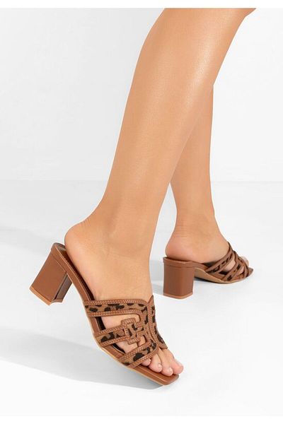 B T Shoes Papuci cu toc Cordina leopard