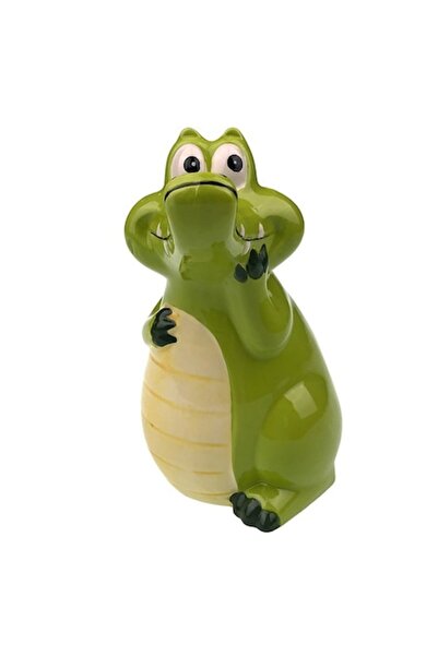 OEM Pușculiță ceramică, model crocodil, 11x16cm, verde