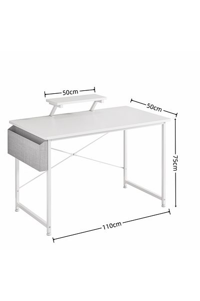 Sheinhome Study Desk with Storage Bag,Home Office Computer Desk with Monitor Stand