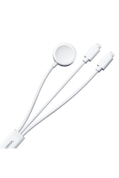 Joyroom 3w1 Kabel przewód USB-A z ładowarka indukcyjną + 2x iPhone Lightning 1.2m biały