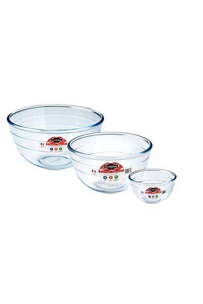 OCUİSİNE FRANCE Ôcuisine Mixing Bowl Set – 0.5L, 1L & 3.0L |Premium Borosilicate Glass Bowls, Versatile Kitchen Pack