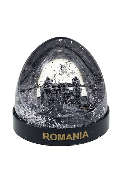 OEM Decoratiune din plastic cu apa si sclipici, cu Baile Felix, 9x8 cm, argintiu