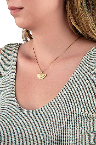 innuendo jewelery قلادة ذهبية على شكل مروحة زهرة ساكورا البيضاء