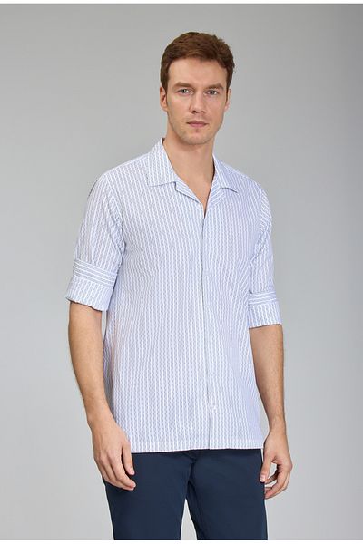 Bisse Ανδρικό πουκάμισο με κανονική εφαρμογή Apaj Collar White Sports
