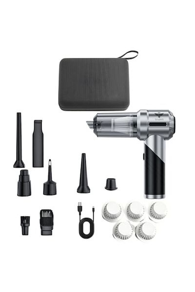 Tzappy Aspirator auto portabil Plus, Tzappy, 3 in 1, Pliabil, Motor fara perii, 3 viteze, 9 accesorii, 5 fi