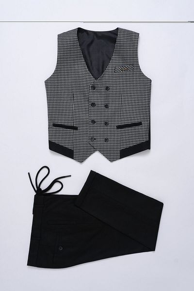 Doctor junior Boys' Black Vest Drawstring Double Leg Pants Sports Suit