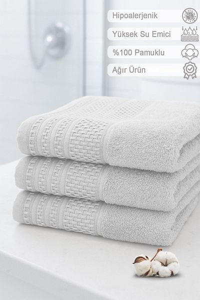 Vionel Home سوفتشر 3 قطع مناشف اليد والوجه |   الاستخدام اليومي |   50x90 سم |   بيزجري |   ناعمة ومتينة