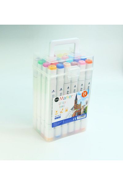 Gift Moda Bam Double Sided Marker Pen Set of 24 – with Carrying Box