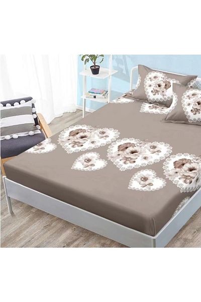 OEM Bed Sheet and Pillowcase Set, Finet, 3 pieces, 2 persons, 180x200cm, heart pattern, multicolor