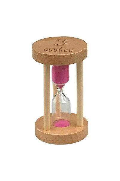 OEM Clepsidra din lemn cu scris 3 minute, 5x9 cm, maro-roz