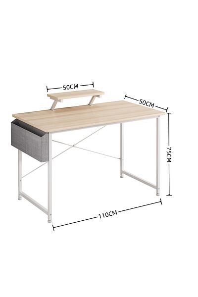 Sheinhome Study Desk with Storage Bag,Home Office Computer Desk with Monitor Stand
