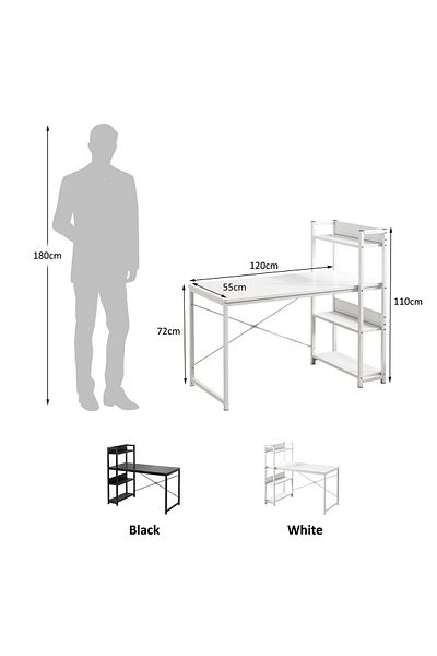 Sheinhome Computer Table with 4 Tier Shelves for Home Office,Study, or Gaming,Modern Writing Desk Table
