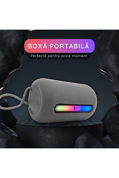 Tzappy Portable Bluetooth Speaker, Tzappy, 5W, RGB, 4-5 Hours Battery Life, TWS, USB/TF, 1200mAh, Gray