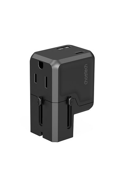 CHOETECH Încărcător universal USB-C USB-A PD 20W, mufe US EU UK AU, negru