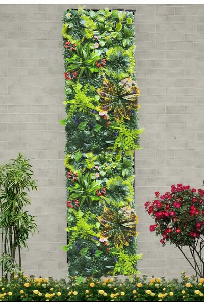genric FFD Artificial Grass Wall Panel 100 x 50 cm - UV Resistant Faux Greenery Hedge Panels for Indoor