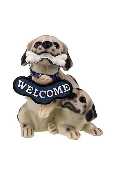 OEM Resin Money Box Representing Dog with Puppies 'Welcome', 16x20 cm, Multicolor