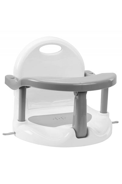 Little Mom Scaunel de baie pentru bebelusi Little Mom Grey, pliabil, design ergonomic cu spatar si maner de tra