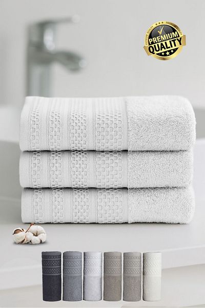 Vionel Home سوفتشر 3 قطع مناشف اليد والوجه |   الاستخدام اليومي |   50x90 سم |   بيزجري |   ناعمة ومتينة