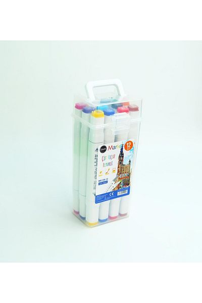 Gift Moda Bam Double Sided 12-Piece Marker Pen Set – Carrying Box