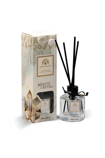 global fashion Luxury Reed Diffuser 100ml – French Essence, Long-Lasting Scent, Eco Home Decor Gift (White Crystal)