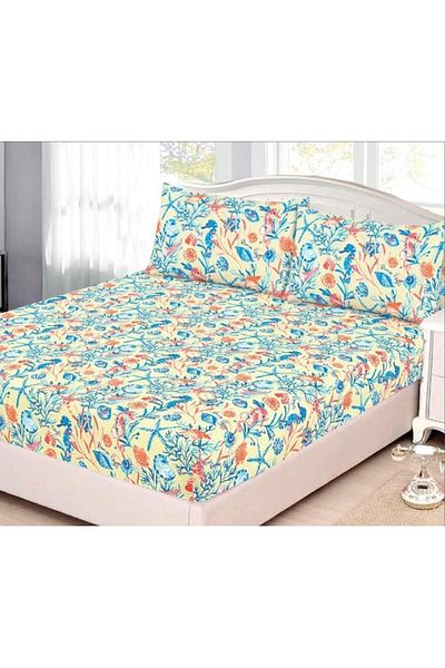 OEM Cearșaf de pat cu elastic, 1 persoană, 2 bucăți, multicolor, 140x200 cm