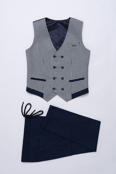 Doctor junior Boys Navy Blue Vest Drawstring Double Leg Pants Sports Suit