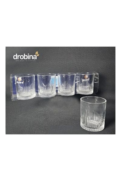 drobina طقم كاسات عصير زجاج كريستال 4 حبة شفاف من دروبينا