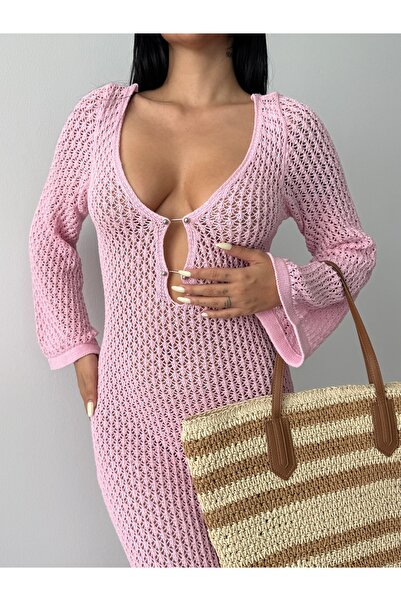 Lovely butik Long Dress with Buckle Detail Open Knitting