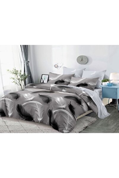 OEM Cearșaf de pat dublu cu elastic, 6 bucăți, 180x200 cm, imprimeu cu pene, ...